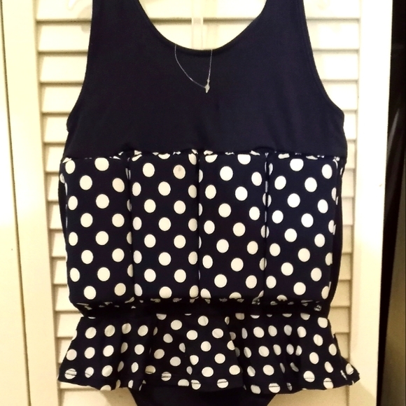 Toddler Girls Konfidence Dark Blue and White One Piece Life Jacket - Picture 5 of 7